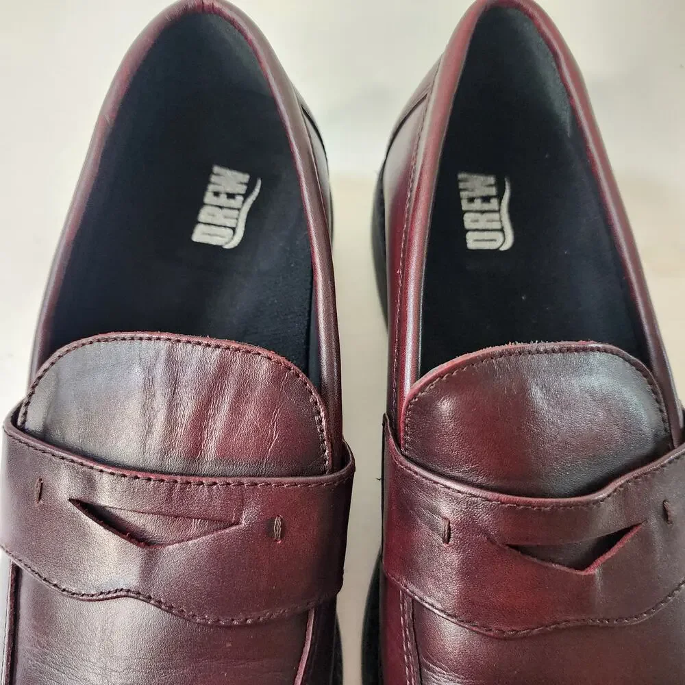 Drew Essex Penny‎ Loafers Men's 9 WIDE Brown Leather Orthopedic Slip-on Shoes
